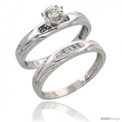 10k White Gold Ladies' 2-Piece Diamond Engagement Wedding Ring Set, 1/8 in wide -Style 10w114e2