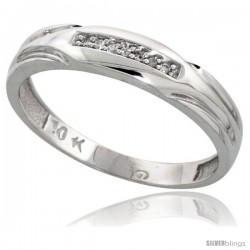10k White Gold Men's Diamond Wedding Band, 3/16 in wide -Style 10w114mb