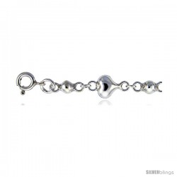 Sterling Silver Anklet w/ Bead & Heart Links