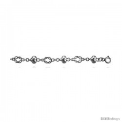 Sterling Silver Anklet w/ Heart & Knot Links