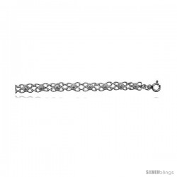 Sterling Silver Charm Bracelet w/ Flowers -Style 6cb413