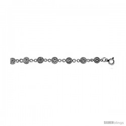 Sterling Silver Charm Bracelet w/ Flowers -Style 6cb417