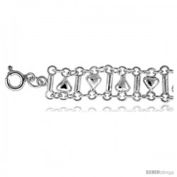 Sterling Silver Charm Bracelet w/ Hearts