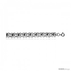 Sterling Silver Charm Bracelet w/ Polished Hearts -Style 6cb429