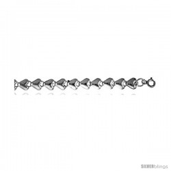 Sterling Silver Charm Bracelet w/ Puffed Hearts