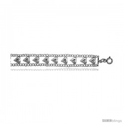 Sterling Silver Charm Bracelet w/ Polished Hearts -Style 6cb438
