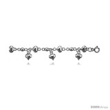 Sterling Silver Charm Bracelet w/ Dangling Hearts -Style 6cb447