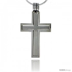 Stainless Steel Cross Pendant 2-Piece Cut Out 1 1/4 in tall, w/ 30 in Chain