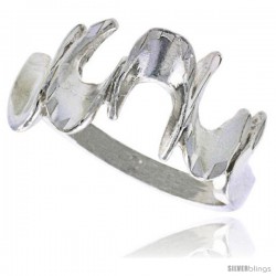 Sterling Silver Freeform Wave Ring Polished finish 1/2 in wide -Style Ffr556