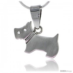 Stainless Steel Scottish Terrier Scottie Dog Pendant 3/14 in (20 mm), w/ 30 in Chain