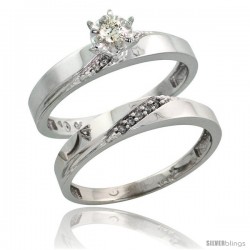 10k White Gold Ladies' 2-Piece Diamond Engagement Wedding Ring Set, 1/8 in wide -Style 10w115e2