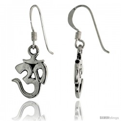 Sterling Silver Aum Earrings, 1 1/8 in