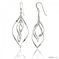 Sterling Silver Pear Shape Wire Wrap Earrings, 1 1/2 in