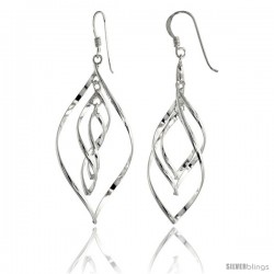 Sterling Silver Pear Shape Wire Wrap Earrings, 1 1/2 in