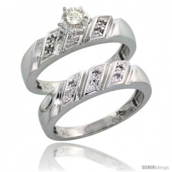 10k White Gold Ladies' 2-Piece Diamond Engagement Wedding Ring Set, 3/16 in wide -Style 10w116e2