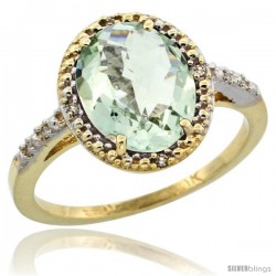 10k Yellow Gold Diamond Green-Amethyst Ring 2.4 ct Oval Stone 10x8 mm, 1/2 in wide -Style Cy902111