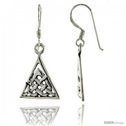 Sterling Silver Celtic Triquetra Dangle Earrings, 1 5/16 in tall