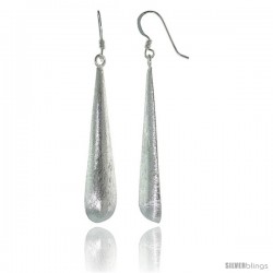 Sterling Silver Hollow Back Teardrop Earrings Crystallized Finish, 1 7/8 in