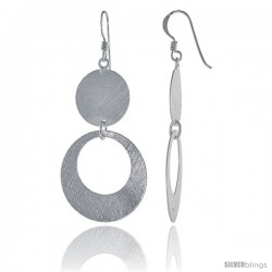 Sterling Silver Circles Earrings Crystallized Finish, 1 in