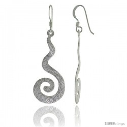 Sterling Silver Swirl Earrings Crystallized Finish, 1 1/2 in