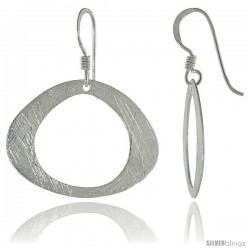 Sterling Silver Oval Earrings Crystallized Finish, 3/4 in