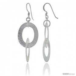 Sterling Silver Double Oval Earrings Crystallized Finish, 1 3/8 in