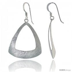 Sterling Silver Triangle Earrings Crystallized Finish, 1 3/16 in