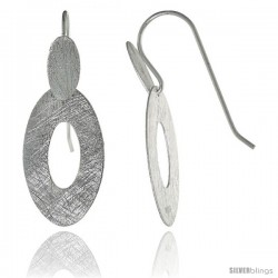 Sterling Silver Double Oval Earrings Crystallized Finish, 1 5/16 in