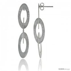 Sterling Silver Triple Oval Earrings Crystallized Finish, 1 3/4 in -Style Ted225