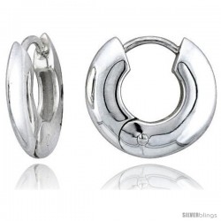 Sterling Silver Huggie Earrings Doughnut-shaped Flawless Finish, 15/16 in