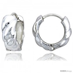 Sterling Silver Huggie Earrings Rope-designed Flawless Finish, 5/8 in