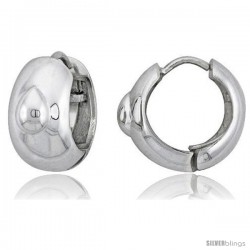 Sterling Silver Huggie Earrings w/ Pear-shaped Accent Flawless Finish, 11/16 in