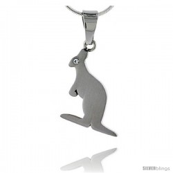 Stainless Steel Kangaroo Pendant w/ Crystal Eye, 1 in tall, w/ 30 in Chain