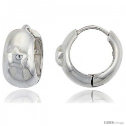 Sterling Silver Huggie Earrings w/ Star-shaped Accent Flawless Finish, 11/16 in