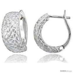 Sterling Silver Huggie Earrings Textured Flawless Finish, 11/16 in