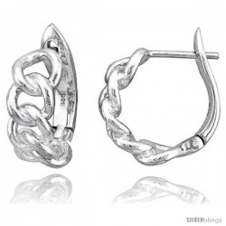 Sterling Silver Huggie Earrings Knot Design Flawless Finish, 11/16 in