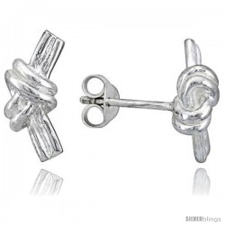 Sterling Silver Huggie Earrings Knot Stud Earrings Flawless Finish, 9/16 in