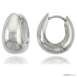 Sterling Silver Huggie Earrings C-Shape Flawless Finish, 3/4 in
