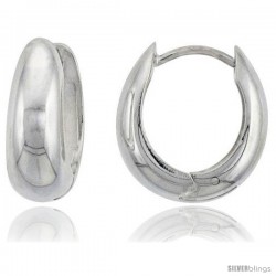Sterling Silver Huggie Earrings U-Shape Flawless Finish, 9/16 in