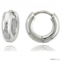 Sterling Silver Huggie Earrings U-Shape Flawless Finish, 7/16 in