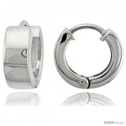 Sterling Silver Huggie Earrings Round Shape Flawless Finish, 1/2 in -Style Teh207