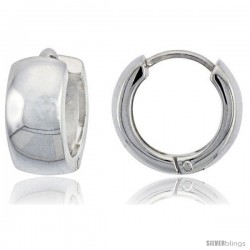 Sterling Silver Huggie Earrings Round Shape Flawless Finish, 1/2 in -Style Teh208