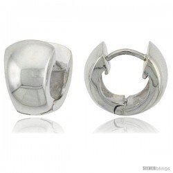 Sterling Silver Huggie Earrings Round Shape Flawless Finish, 5/16 in