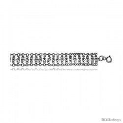 Sterling Silver Charm Bracelet w/ Rows of Teeny Beads