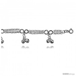 Sterling Silver Charm Bracelet w/ Dangling Clustered Chime Balls