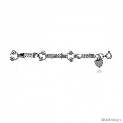 Sterling Silver Charm Fancy Bracelet w/ Beads