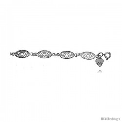 Sterling Silver Charm Filigree Bracelet