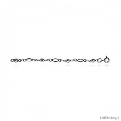 Sterling Silver Charm Bracelet w/ Beads -Style 6cb493