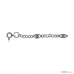 Sterling Silver Charm Bracelet w/ Flowers -Style 6cb497
