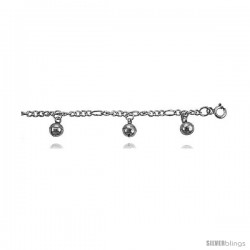 Sterling Silver Charm Bracelet w/ Chime Balls -Style 6cb500